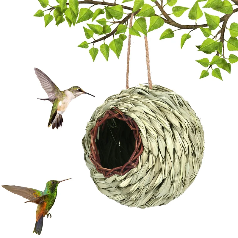 Natural Handmade Straw Bird Nest Pigeon House Parrot Nest Warm Pet Bedroom Courtyard Decoration Small Bird Cages