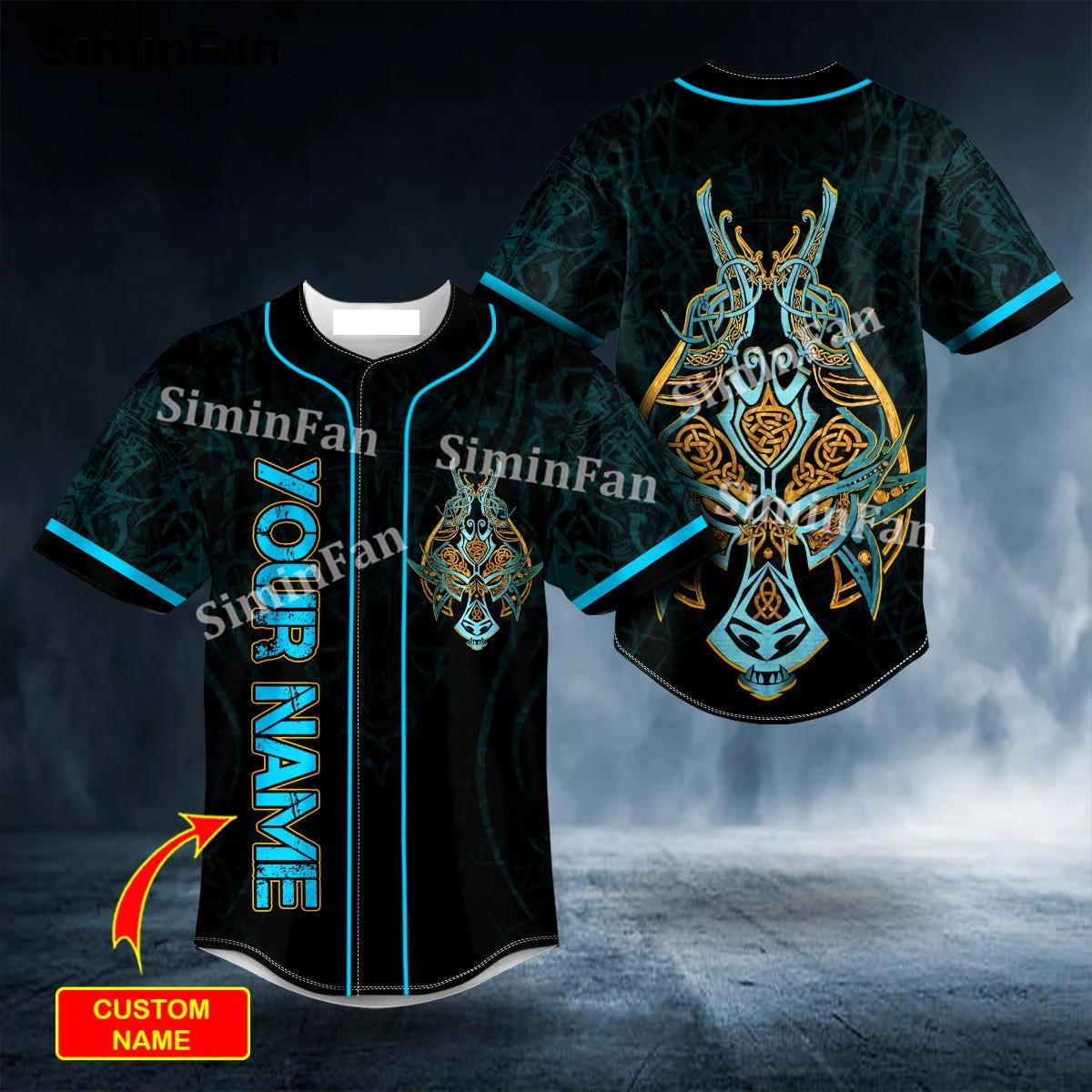 Custom Name Raven Viking Black Tattoo 3D Full Printed Mens Baseball Tee Jersey Shirt Male Summer Collarless Top Unisex Tshirt-1