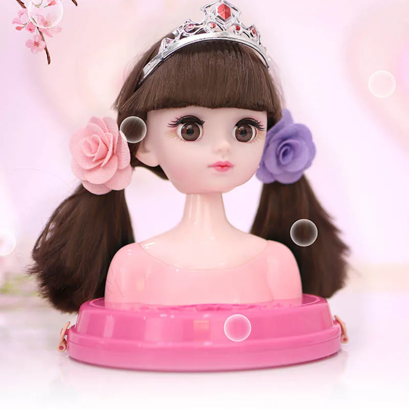 Mainan Rumah Bermain Anak Perempuan Mode Riasan Setengah Tubuh Gaya Rambut Kepala Manekin Putri DIY Berdandan Latihan Rias Sisir Rambut Mainan Kepang