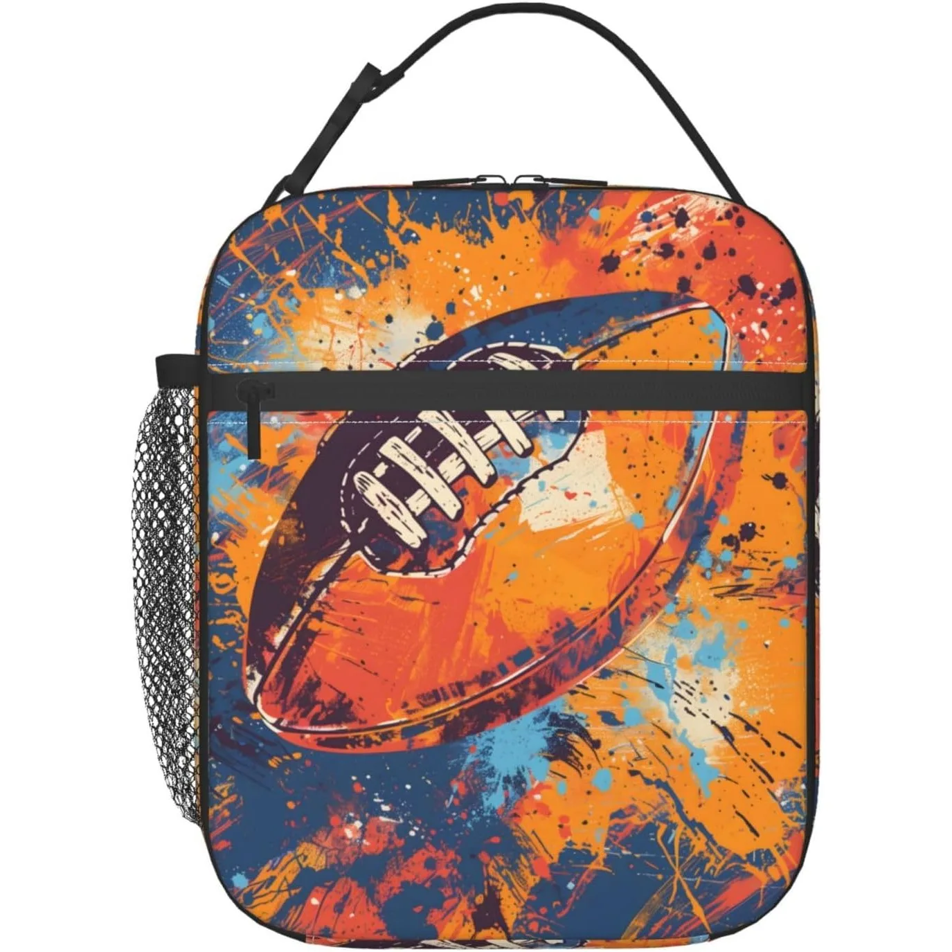 Lunch Box for Kids Boys Girls, Reusable Lunch Bag for School, Office, Work, Picnic, Travel, Abstract Football Lunch Box