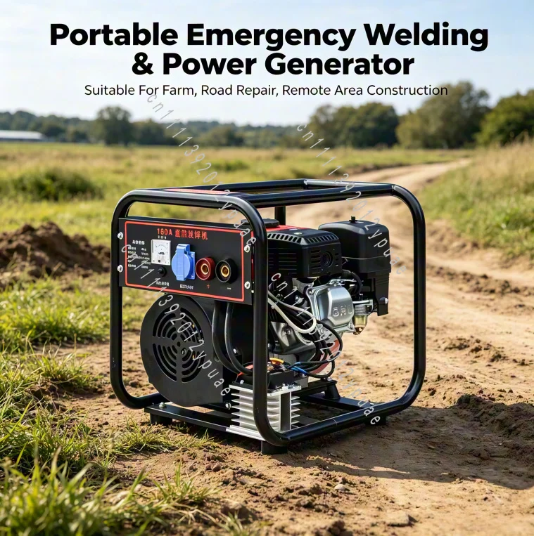Portable Engine Driven Welder Generator, Dual Purpose Arc Welding Power Machine for Outdoor Construction Job Site