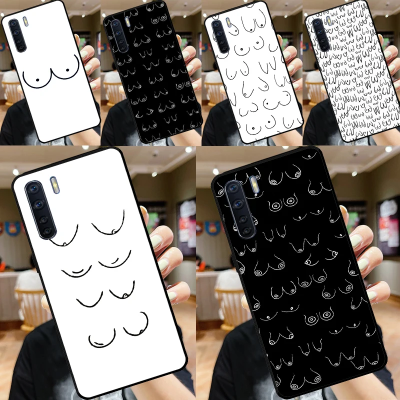 Female Girl Boobs For OPPO A15 A16 A76 A96 A52 A72 A92 A98 A78 A58 A5 A9 A53 A17 A77 A57S A94 A74 A54S Case