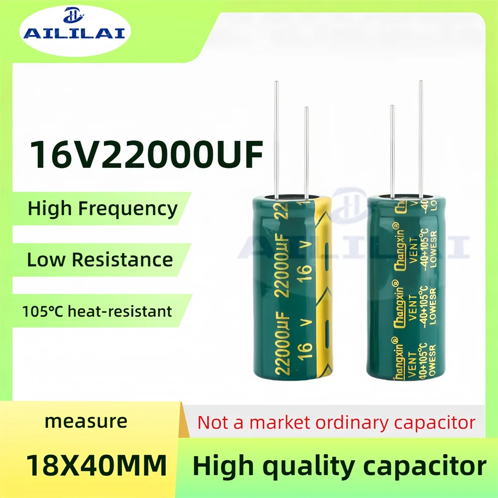 2PCS Original 16v22000uf Low ESR/Impedance High Frequency 16V 22000UF Aluminum Electrolytic Capacitor 16V22000UF Size: 18X40MM