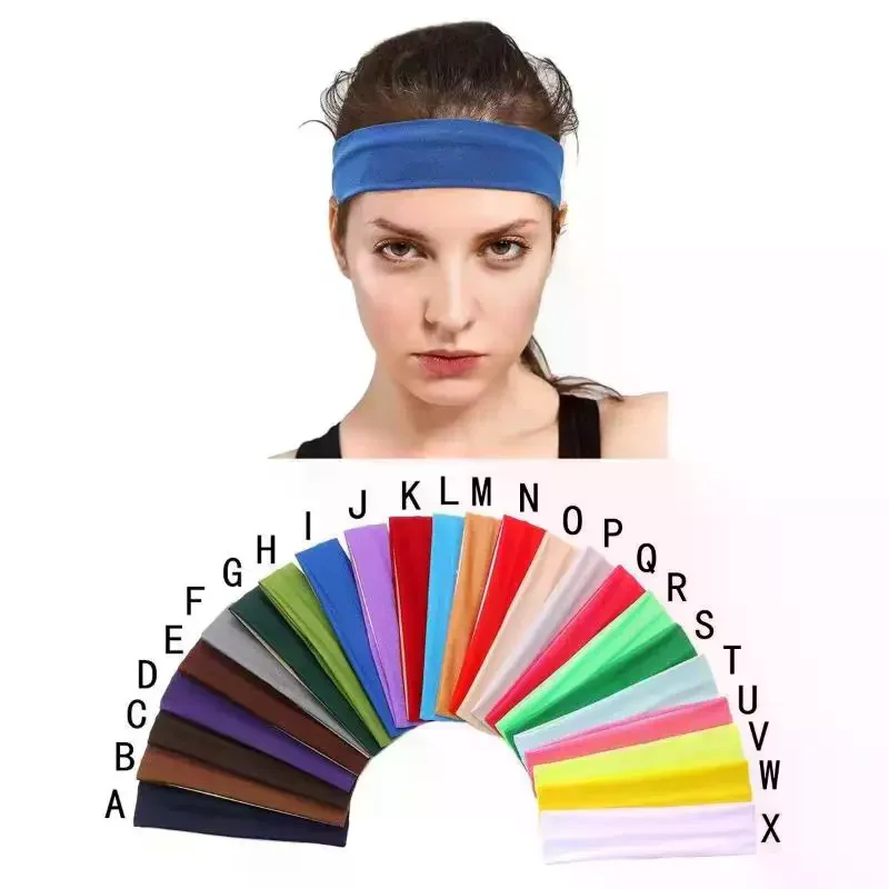 Retro Solid Color Elastic Sweat-Wicking Sports Headband For Women