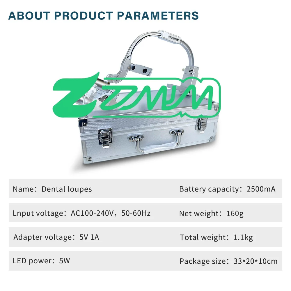 

Binocular den tal Loupes with 2.5X/3.5X Magnification and LED Headlight
