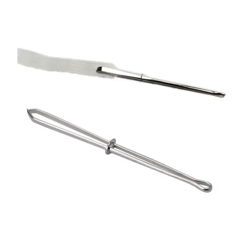 2Pcs/Set Stainless Steel Tweezers Elastic Cord Rope Threader Guide with Elastic Belt Buckle Wearing Tool Clip Sewing Accessories