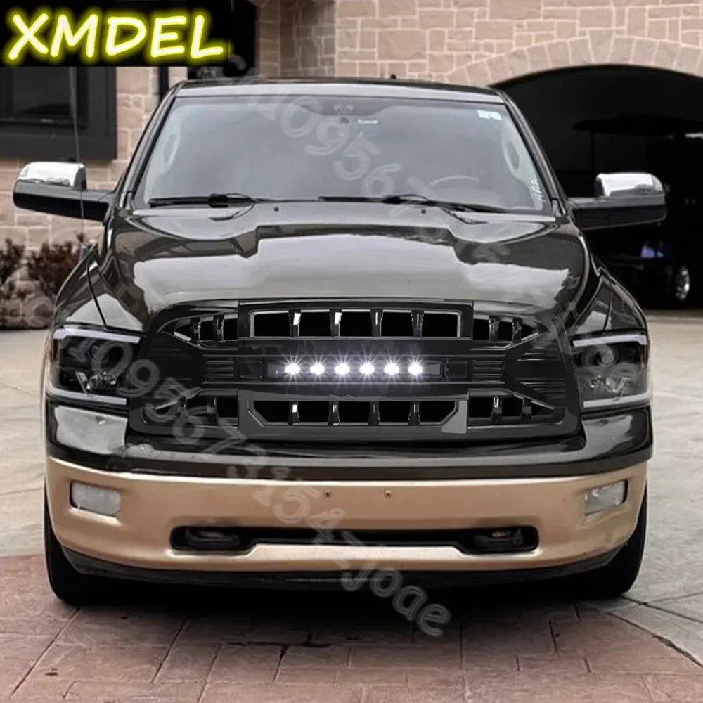 center gril car styling 2009 2010 2011 2012 for Dodge Ram1500 Glossy Black Front center grill Armor Grille w/LED Off-Road Lights