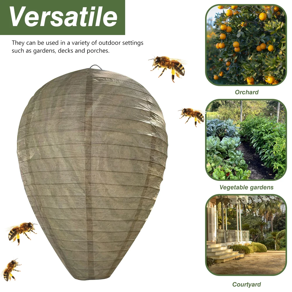 Wasp Nest Decoy Hornet Repellent Trap Waterproof Non-Toxic Fake Wasp Nest Bee Decoy Beehive Lanterns Patio Garden Repellent Trap