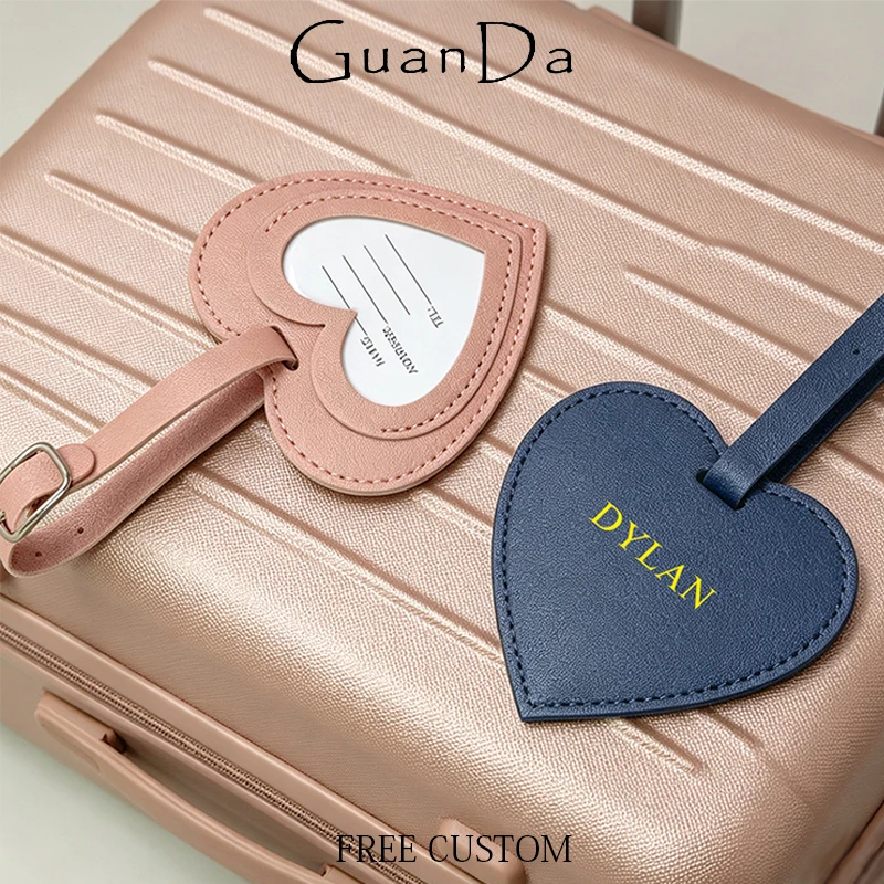 

Travel Heart DIY Name Luggage Tag Custom Letters PU Leather Wholesale Luxury Suitcase Label Wedding Anniversary Gift Bag Charm