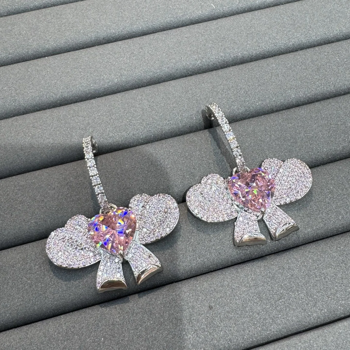 

fashion cubic zirconia earrings for women cute shiny jewelry yellow pink butterfly bowknot dangling earrings gala event party