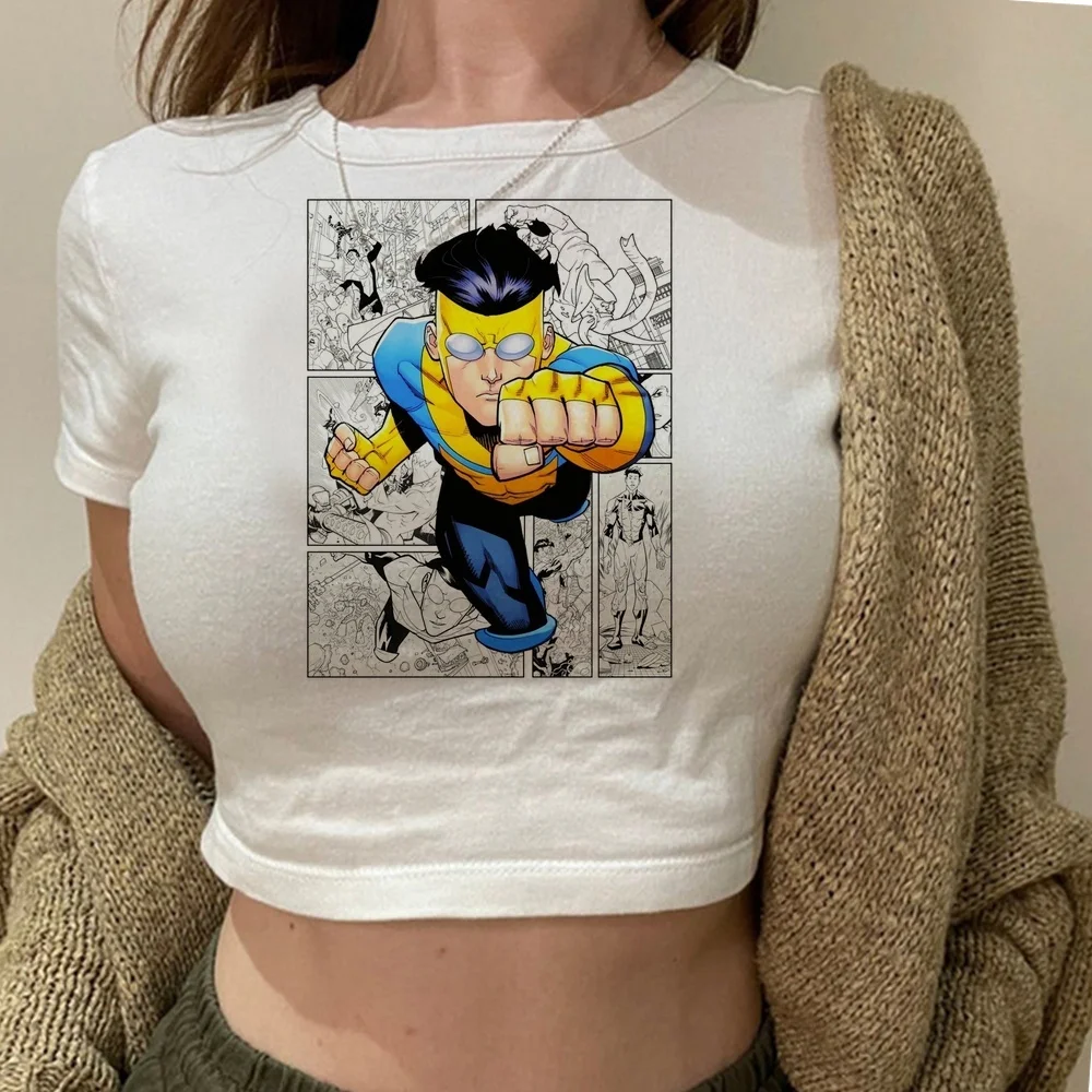 Invincible cropped top teen japan vintage goth tshirt meme kawaii clearance sales baddie