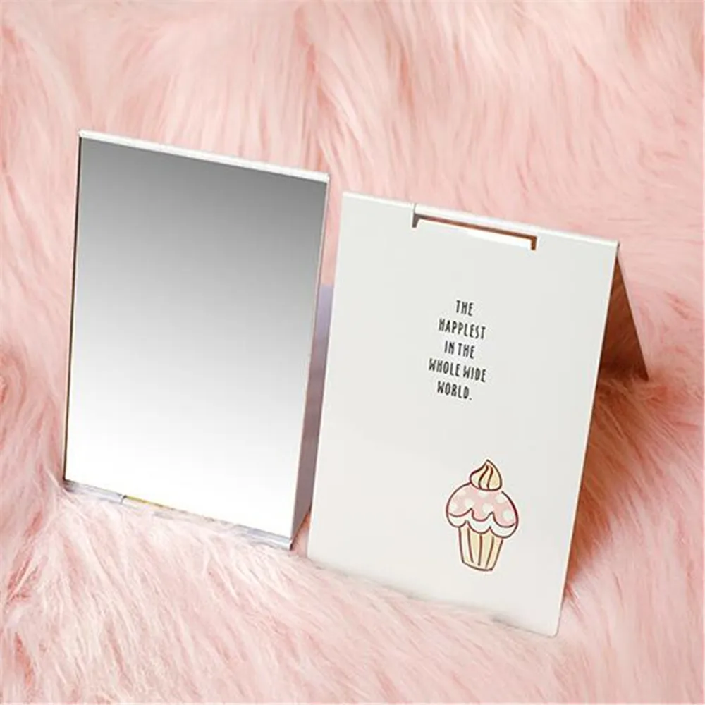 CASBathroom-Miroir de maquillage portable, miroir à main pliable, miroir de courtoisie de dessin animé mignon, miroir rectangulaire compact, cosmétique de poche, U90