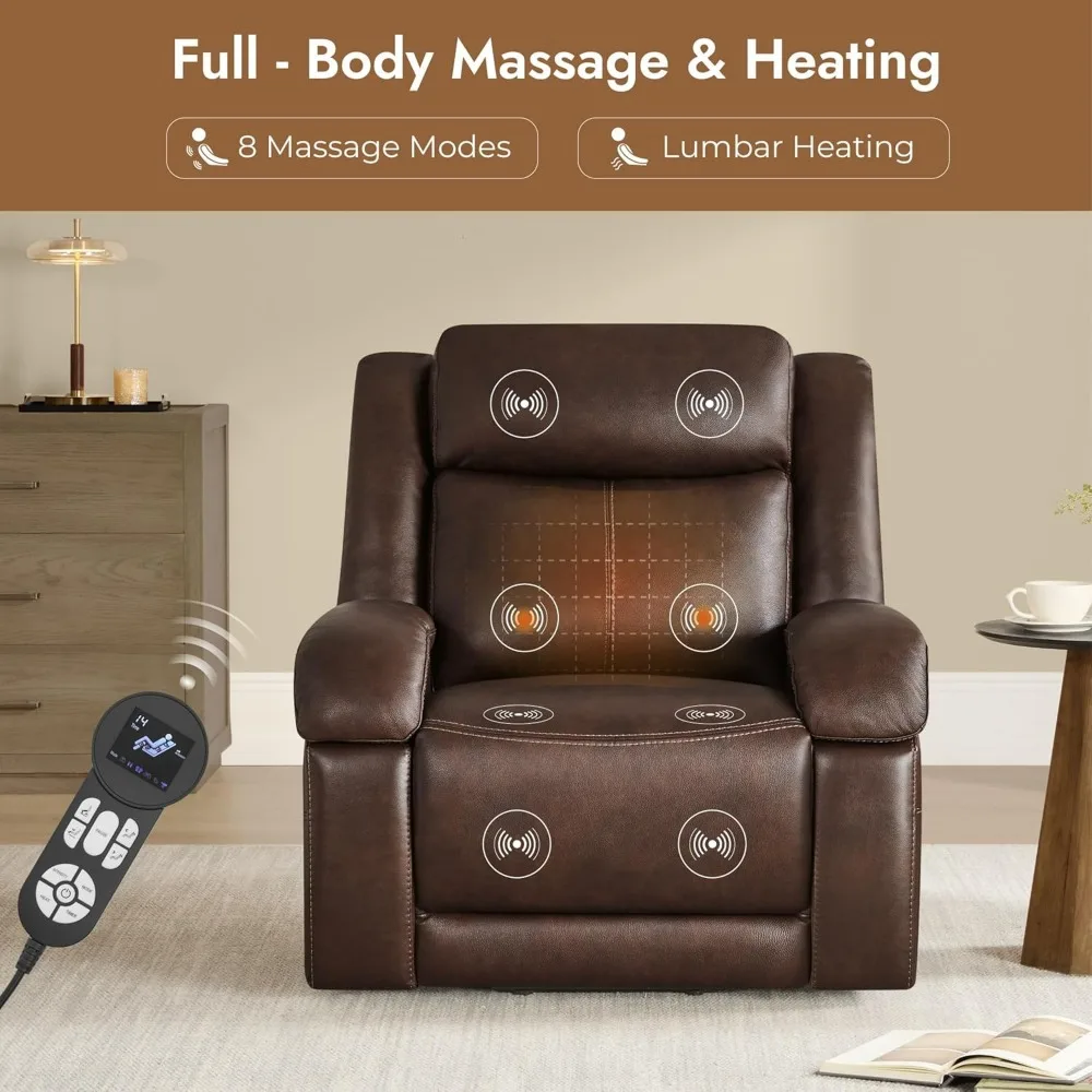 كرسي رفع كهربائي من الجلد الطبيعي لكبار السن مع الحرارة والتدليك، كراسي رفع مسطحة كهربائية مع مسند رأس كهربائي #5