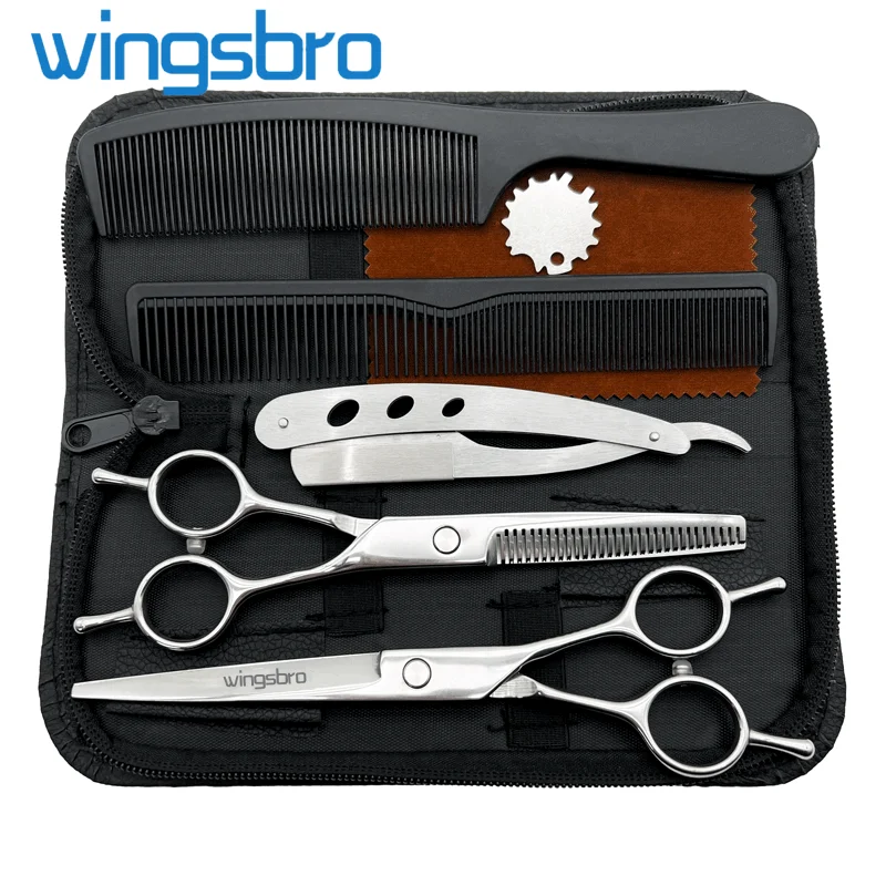 7 Inch Professional Hair Cutting Scissors Set Stainless Steel Barber Scissors Thinning Scissors Kit With Razor Stand