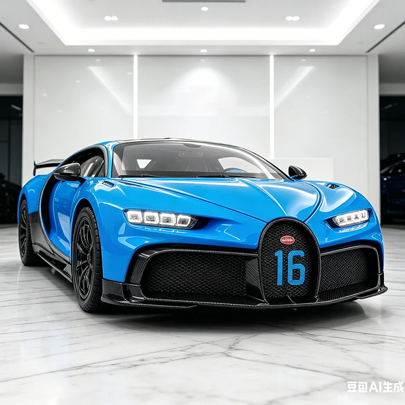 NUEVO Modelo de Auto Bugatti Chiron Supercar de Aleación a Escala 1:24 con Sonido y Luz, Modelo de Auto de Colección con Retroceso, Regalo de Cumpleaños