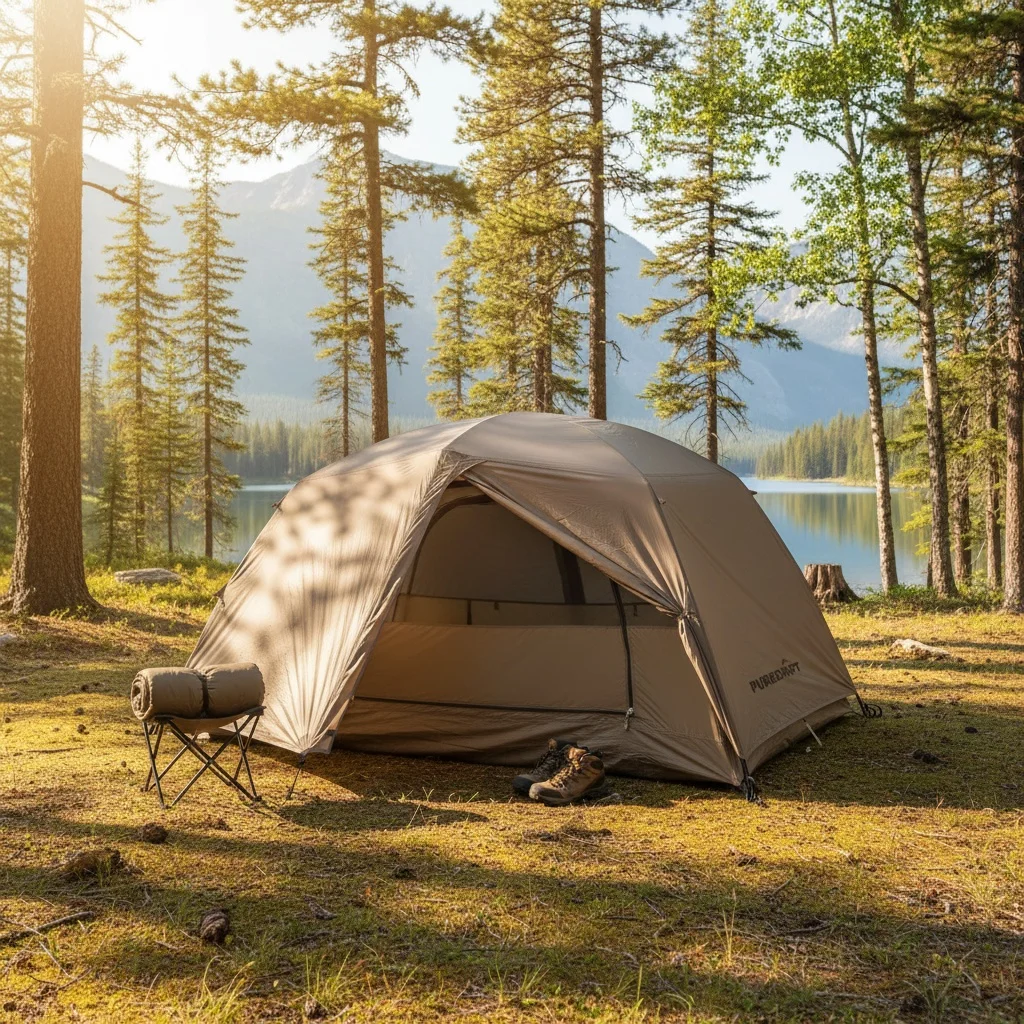 2 Person Aluminum One Bedroom Camping Tent with Instant Setup System Windproof Double Layer Design for Hiking and Mountaineering