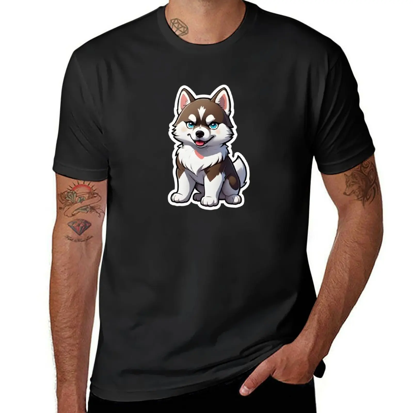 Happy Siberian Husky Lover - Cheerful Animal Art for Husky Enthusiasts T-Shirt shirts graphic tees tops T-shirts for men cotton