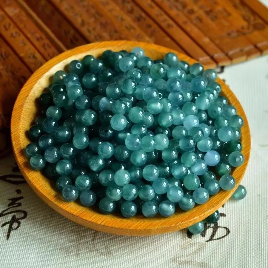 5mm Genuine Myanmar Grade A Jadeite Blue Water Jade Beads For Jewelry Making Diy Bracelet Necklace Burma Jade Bead Accessories