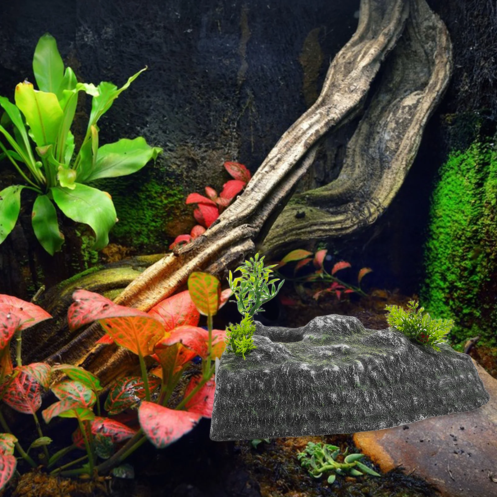 

Tortoise Resting Platform Realistic Rock Landscaping Decoration with Climbing Ramp Basking Area for Reptiles Aquarium Decor