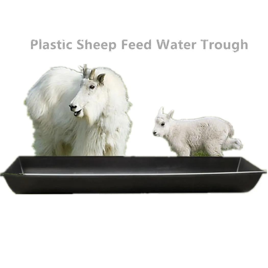 

1m/1.9m Black Plastic Sheep Goat Cattle Water Feed Trough Flexible Livestock Farm Feeder Tray