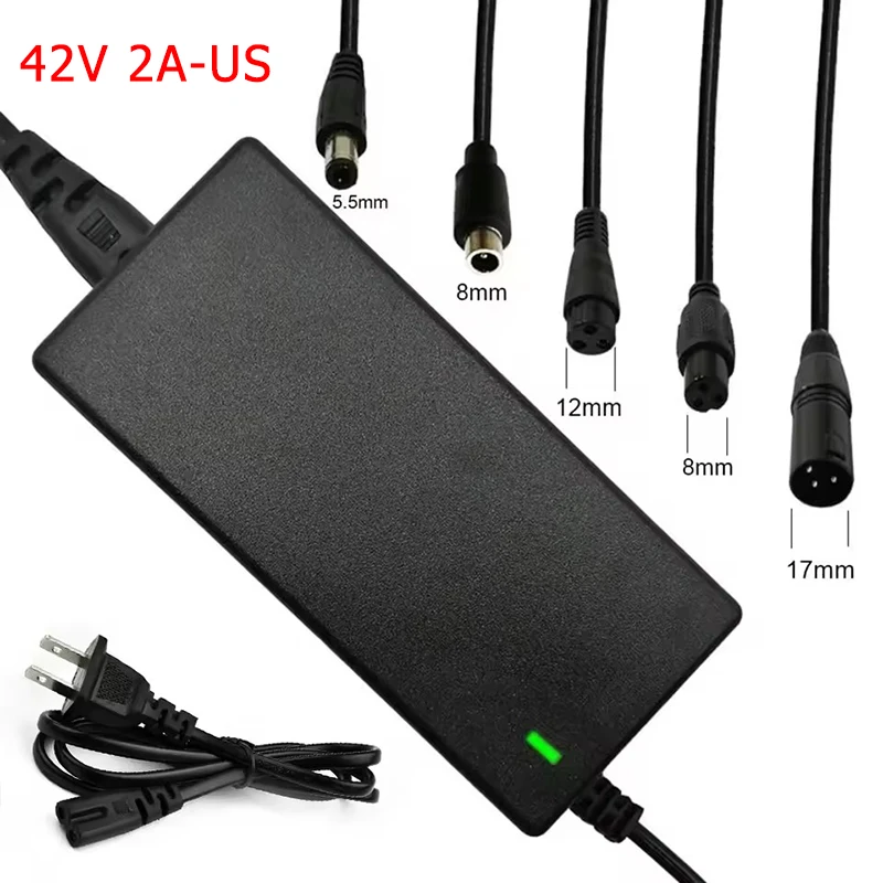 42V 54.6V 2A Batterij Power Adapters Voor Lithium Batterij AC100-240V 36V 48V 2A Lithium batterij Oplader 5 Stekkers EU/US Plug