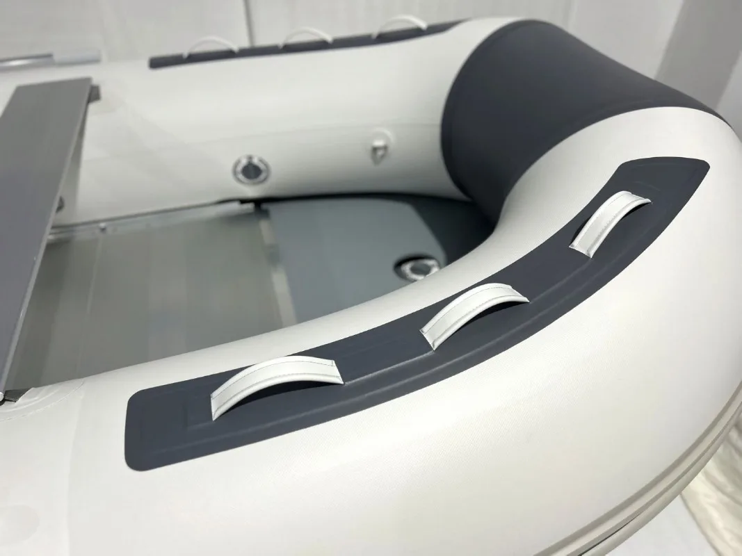 Reachsea  PVC Aluminum Deck 7 People 13.8ft White & Light Gray Color Air Boat Best with Transom for Safety