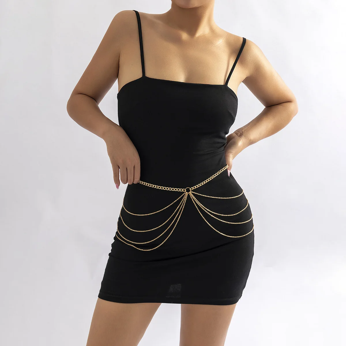 Waist Chain Fashion  Shape Fringe Belt with Geometric Links for Women Sexy Beach Holiday Party Wear Silver Waist Beads for Women view 6
