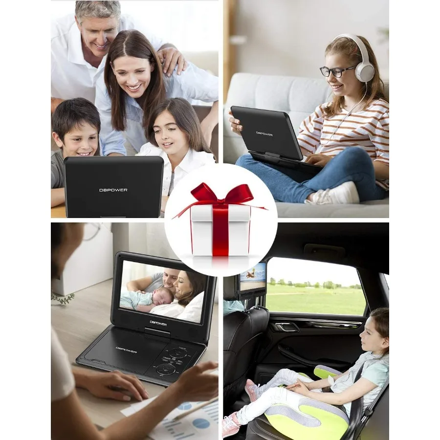 DBPOWER 11.5 Portable DVD Player 5Hour Builtin Rechargeable Battery 9 Swivel Screen Support CD DVD SD Card USB Remote Control 1