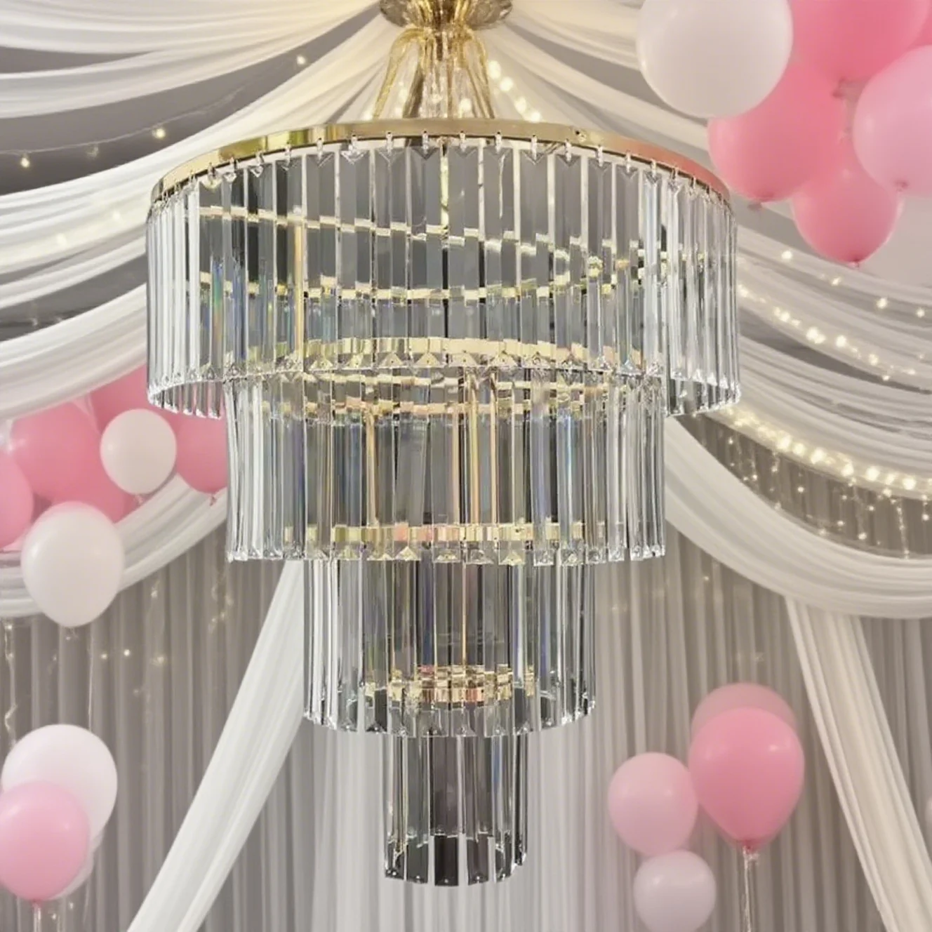 wedding hall stage ceiling decoration light acrylic chandelier wedding props multi-layer acrylic light ice bar pendant