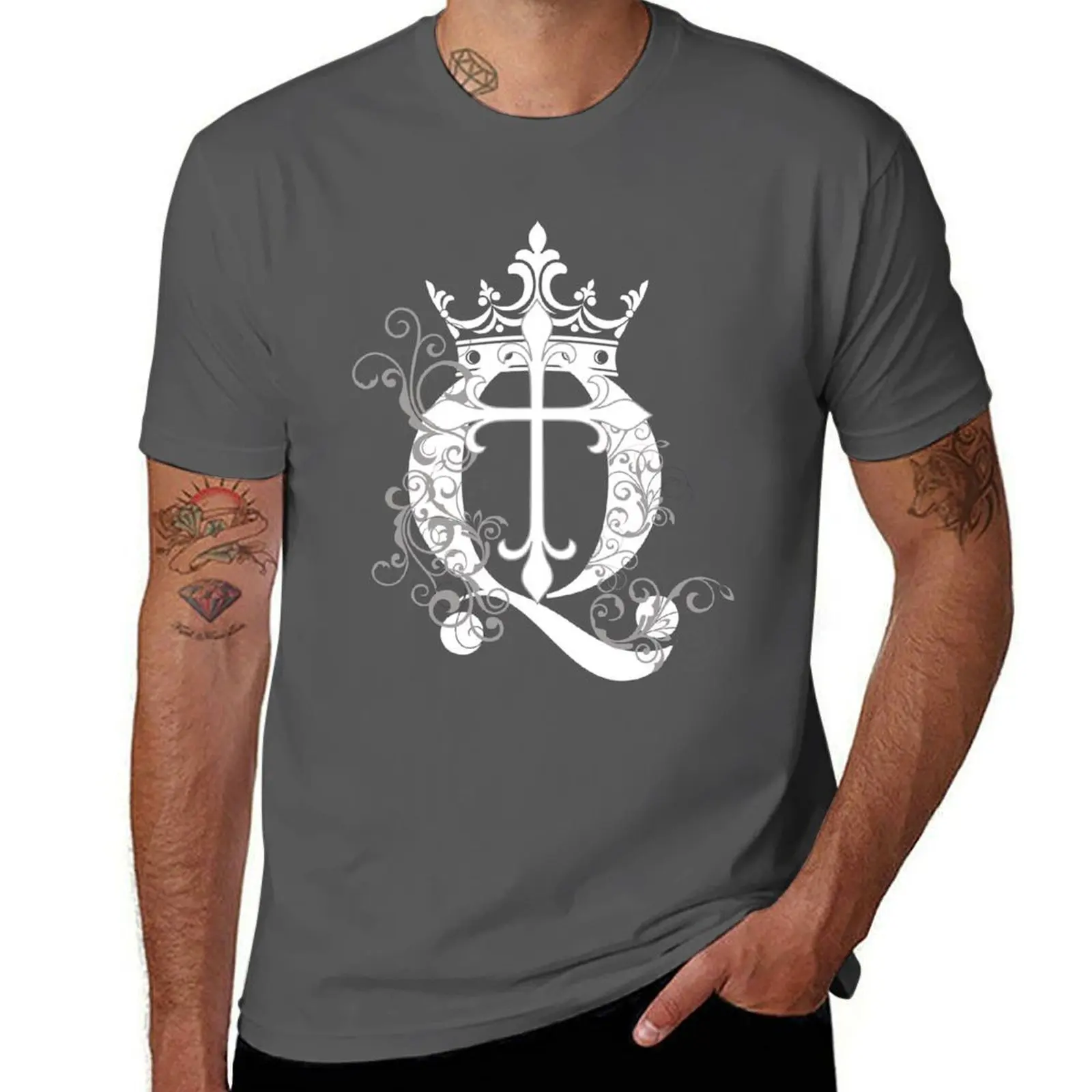 Cross Q Crown in White T-Shirt Regular Fit Plain Tee Shirt