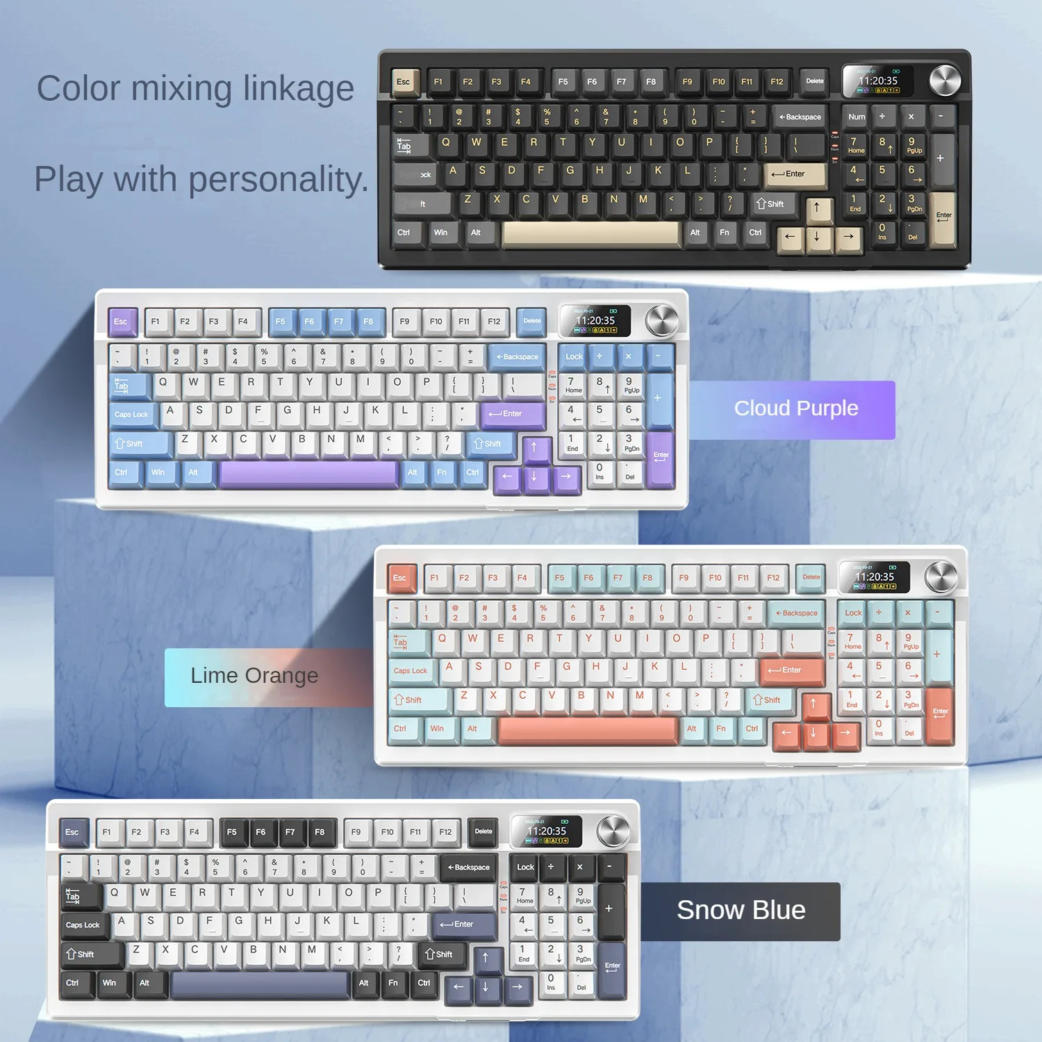 Tastiera meccanica Bluetooth wireless personalizzata Y95, tre modalità, 98 con guarnizione di gioco cablata RGB, periferiche per computer