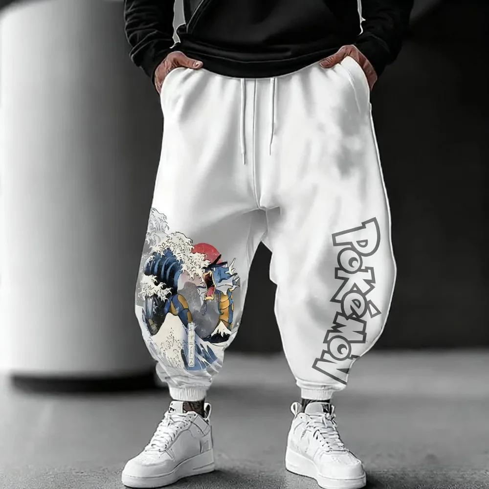 بوكيمون يده لعبة طباعة تنوعا Sweatpants الخريف/الشتاء جديد الرجال اليابانية Harajuku المتضخم عادية فضفاض مسجلة السراويل