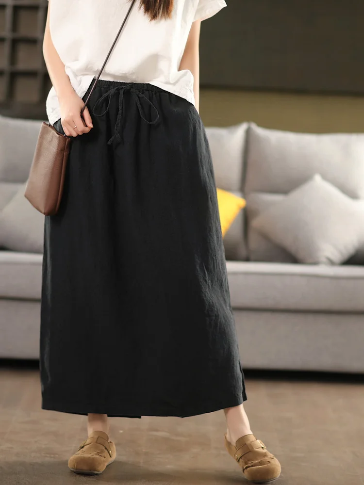 

Юбка миди А-силуэта из конопляной ткани Heavy Industry Han Han для женщин, асимметричная, с разрезом, стройнящая, цветная, длинная