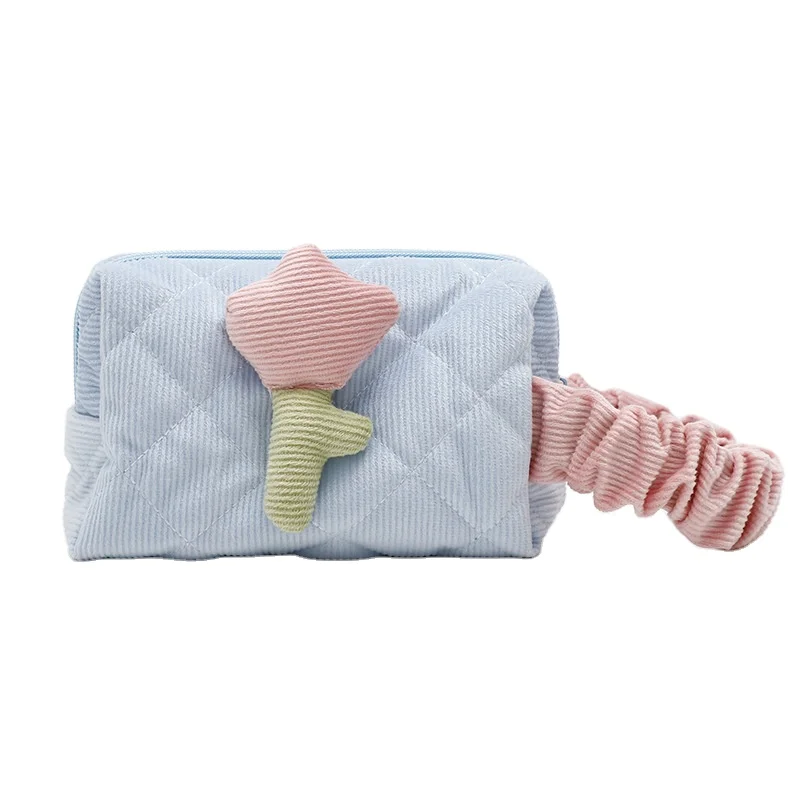 Flannelette Tulips Make Up Bag Portable Lovely Design Cosmetic Storage Wash Bag For Daily Used