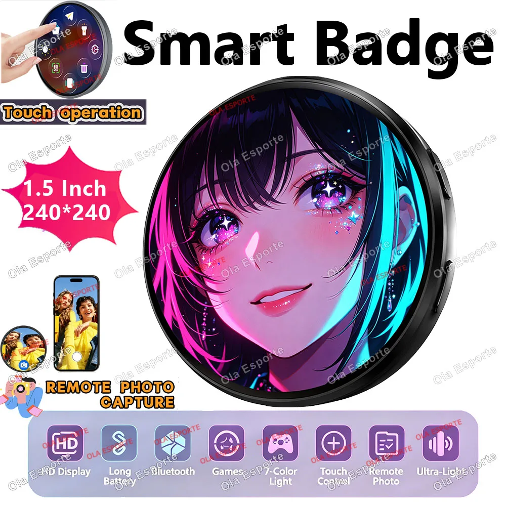 2026 New Anime E-Badge Dynamic Electronic Badge Anime Merchandise Digital Display Badge Dynamic Gift For Otaku Fans Friends BW01