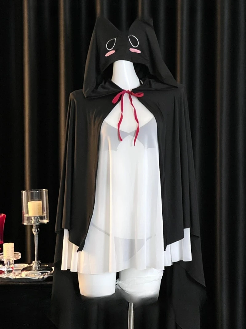 

Halloween Fantasy Costume for Women–Romantic Ghost Girl Uniform with Delicate Lace and Transparent Details,Stylish Playful