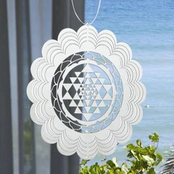 Sacred Geometry Wind Spinner Whirligig 3D Flowing Mandala Lotus Hanging Wind Chimes Catcher Mirror Bird Scarer Garden Yard Decor