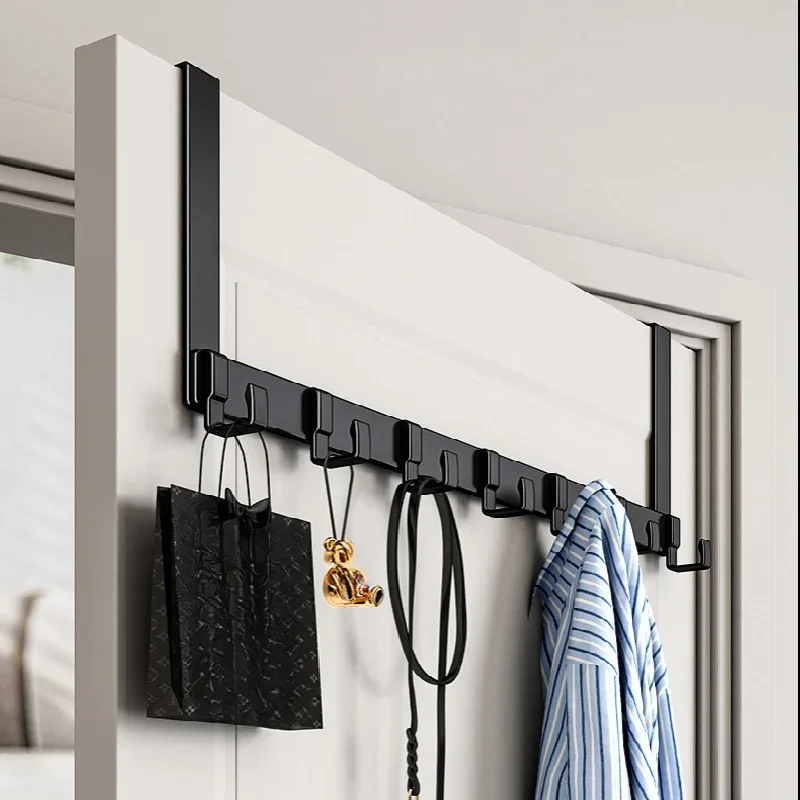 1pc Over The Door Hooks For Hanging Towels, Coats, Clothes With 6 Hooks, Over The Door Towel Rack Towel Rack，Coat rack，Organizer