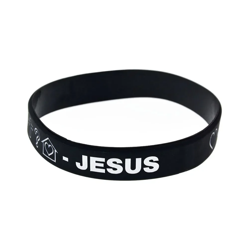 

50 Pcs Jesus Love Sad Pray Silicone Rubber Wristband for Religion Faith Black and Blue