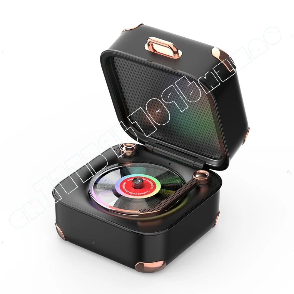 

New Mini Retro Bluetooth Speaker Portable Treasure Box Shape Home Stereo Colorful Lights Nostalgic