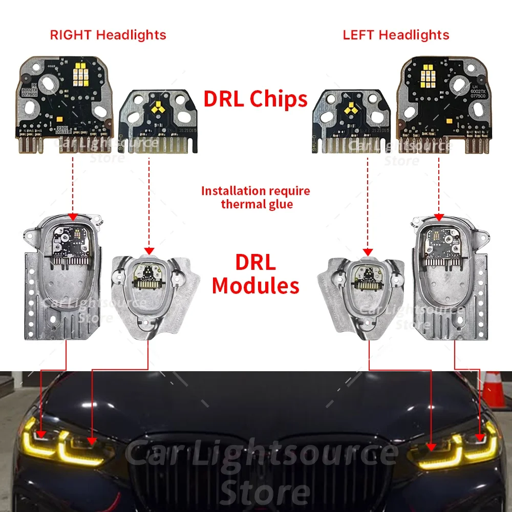 

Yellow Angel Eyes DRL LED Module For BMW X3 G01 X3M X4 G02 X4M F97 F98 LCI 2021-2024 Headlight Daytime Running Light Blue Red