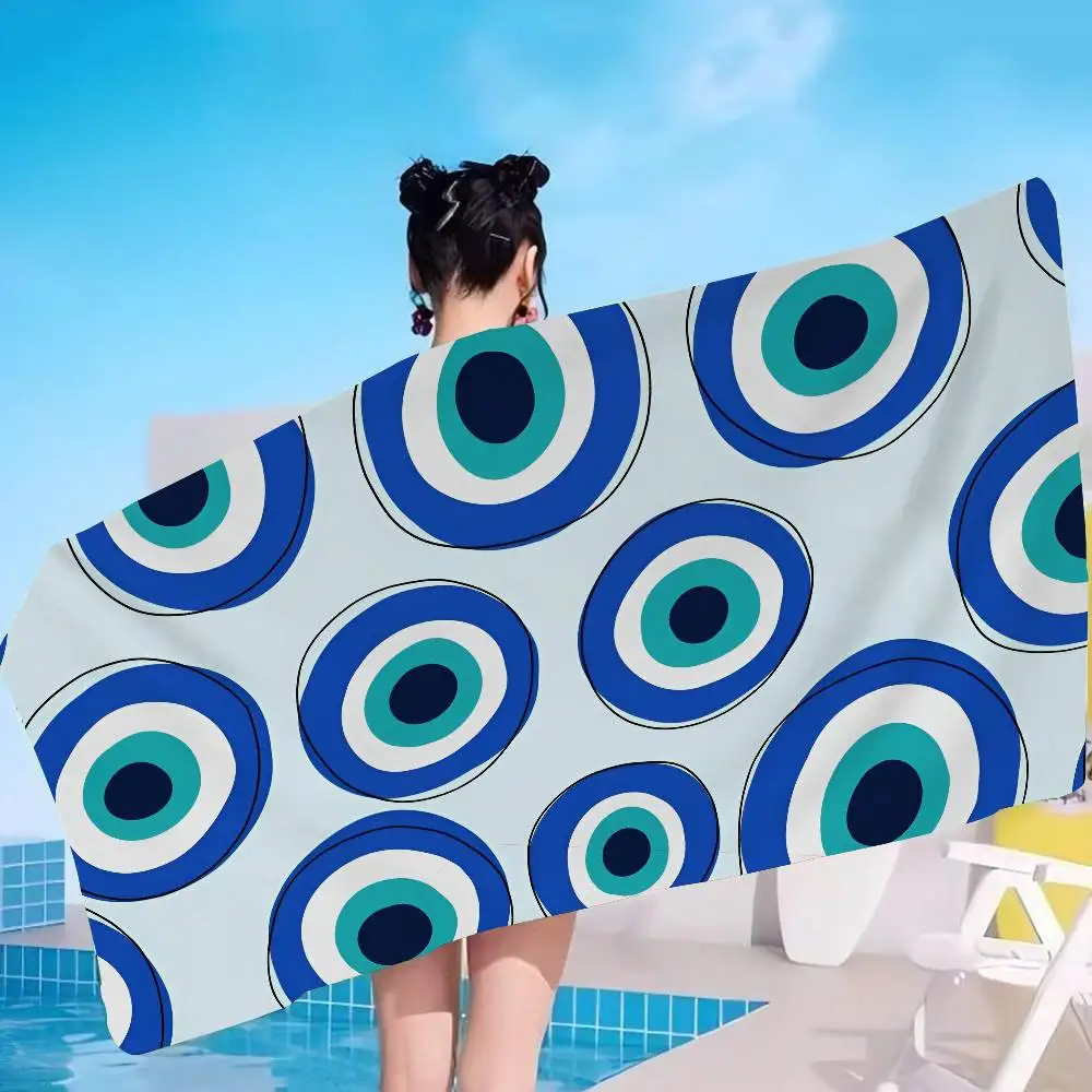Trendy Boho Evil EyeS Microfiber Blanket Quick Drying Beach Towels Oversized Printing Super Absorbent Pool Towel Blanket