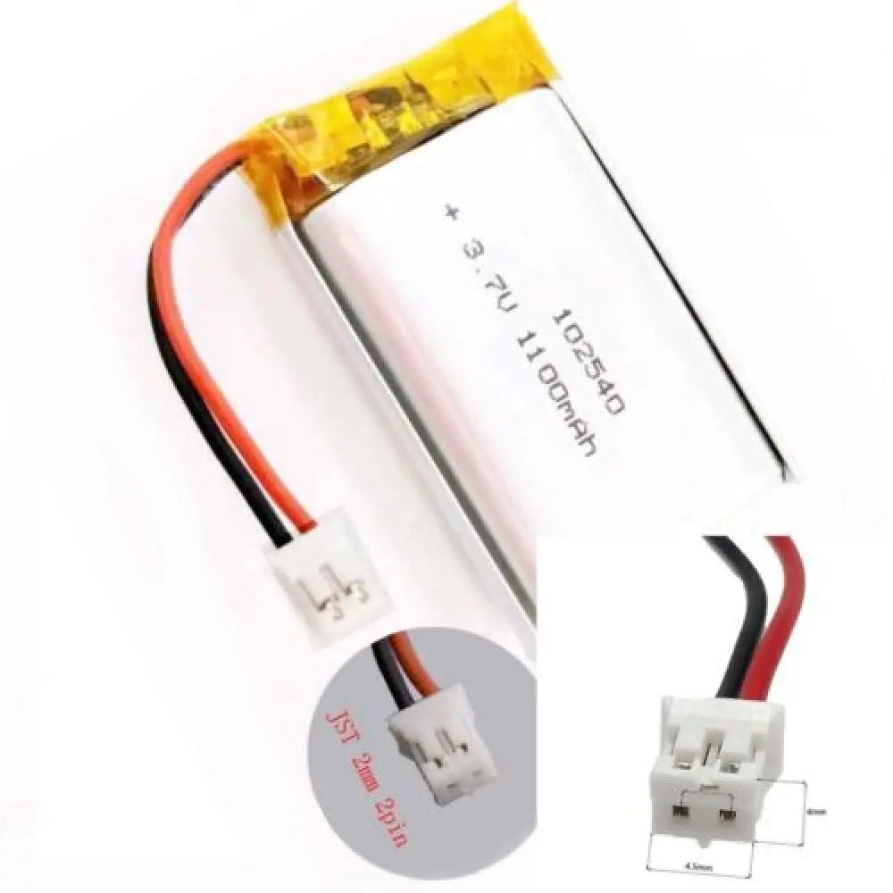 3.7V 1100Mah 102540   Batería de polímero de litio de iones de litio 2,0 JST de 2 pines para carga de energía, reloj inteligente, DVD, tableta, MP3, MP4