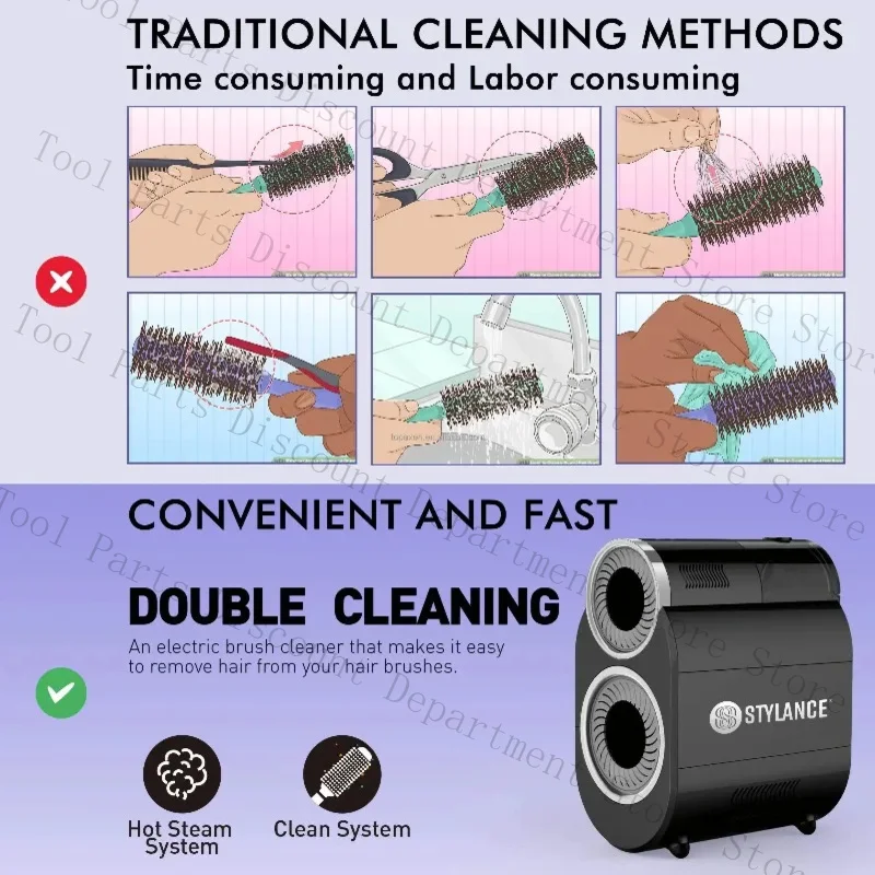 Salon Professional Brush Cleaner - Steam Belt Sterilizer Round Brushes (Portable Design)