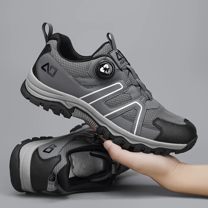 أحذية المشي لمسافات طويلة الجديدة للرجال، أحذية رياضية مريحة للمشي والرحلات في الهواء الطلق، أحذية متينة للسفر باللون الأسود والرمادي والكاكي عالية الجودة #6