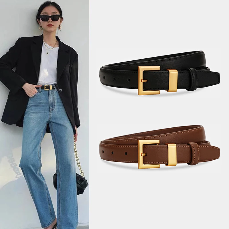 Mode Damen Hohe Qualität Goldene Schnalle PU Leder Casual Gürtel Beste Passende Kleid Jeans Gürtel Frauen Zubehör Designer Gürtel – Detail 2