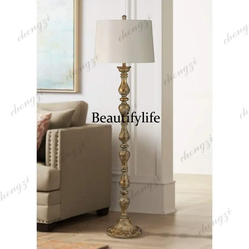 French rural pastoral retro solid wood gold foil old bed and breakfast living room sofa light hotel lobby bedroom