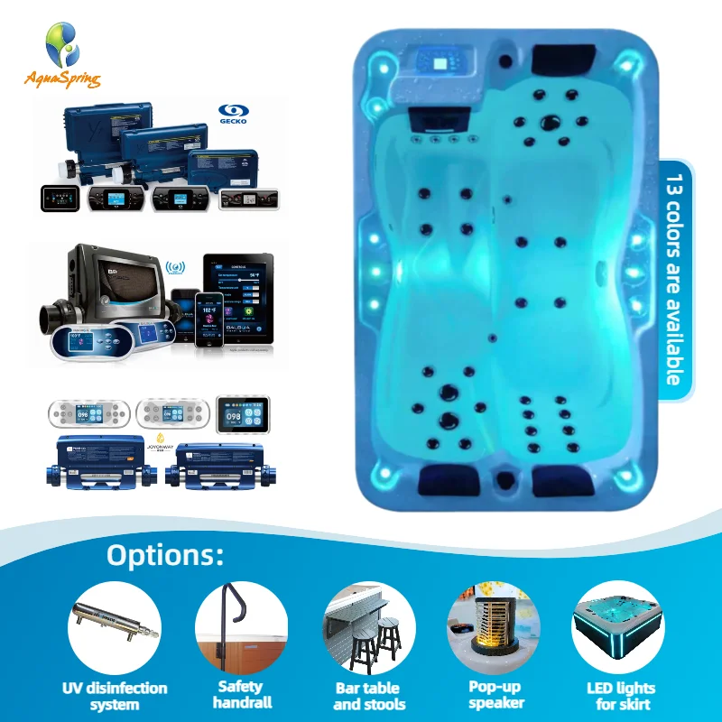 Custom New Design Acrylic Massage Spa Outdoor 3 Person Hot Tub Whirlpool Spa Tubs Jacuzzier With Blaboa Gecko Joyonway System