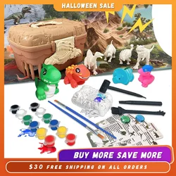 Dinosaur Painting Kit for Kids 3-8 with 8 Figurines & Jungle Map, Arts Craft Sets in Dinosaur Storage Box