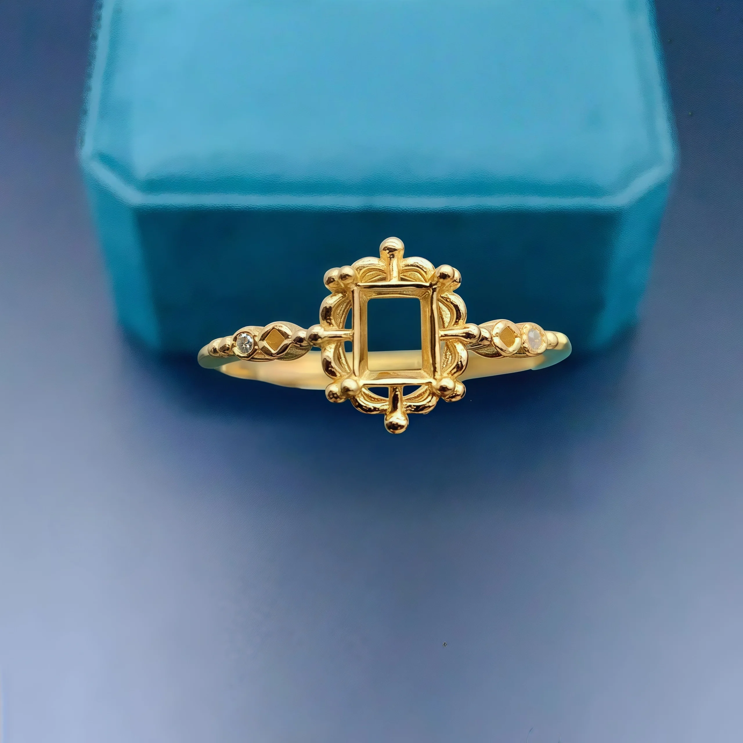 

Setting 4*5mm Square Stone Fashion DIY Empty Ring Holder S925 Sterling Silver Fine Simple Design Charm Jewelry for Woman